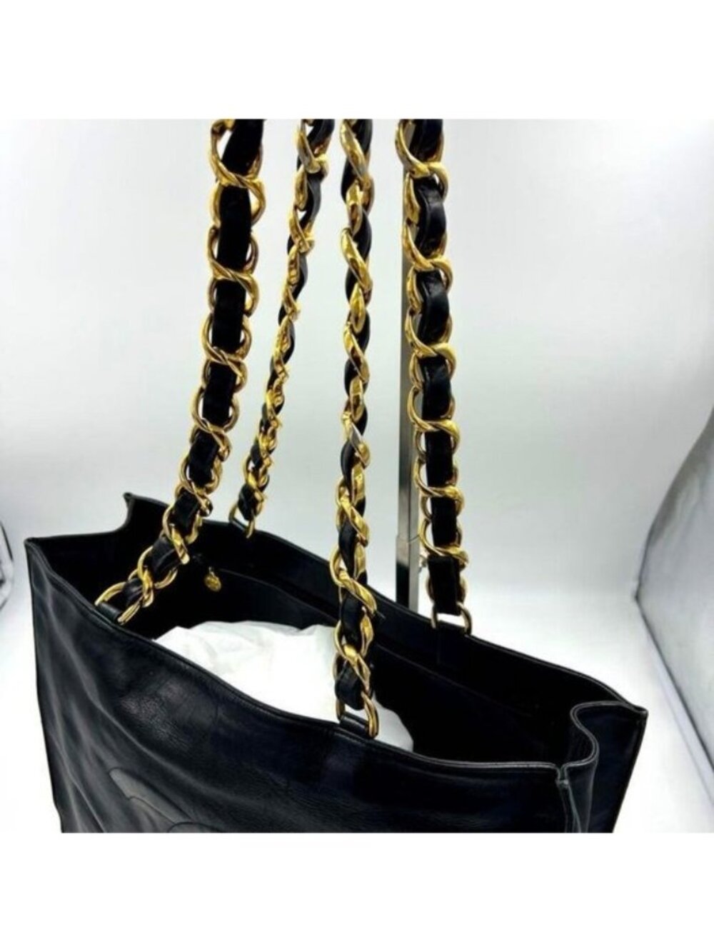 Authentic CHANEL Jumbo XL Shopping Tote Timeless Classic Black Lambskin Vintage - Picture 10 of 15